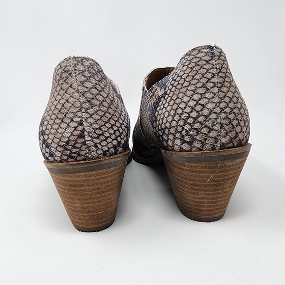 Lucky Brand Ankle Boot Women's 9.5M Tresee Snake Print Leather Beige Slip-on EUC - Picture 5 of 10